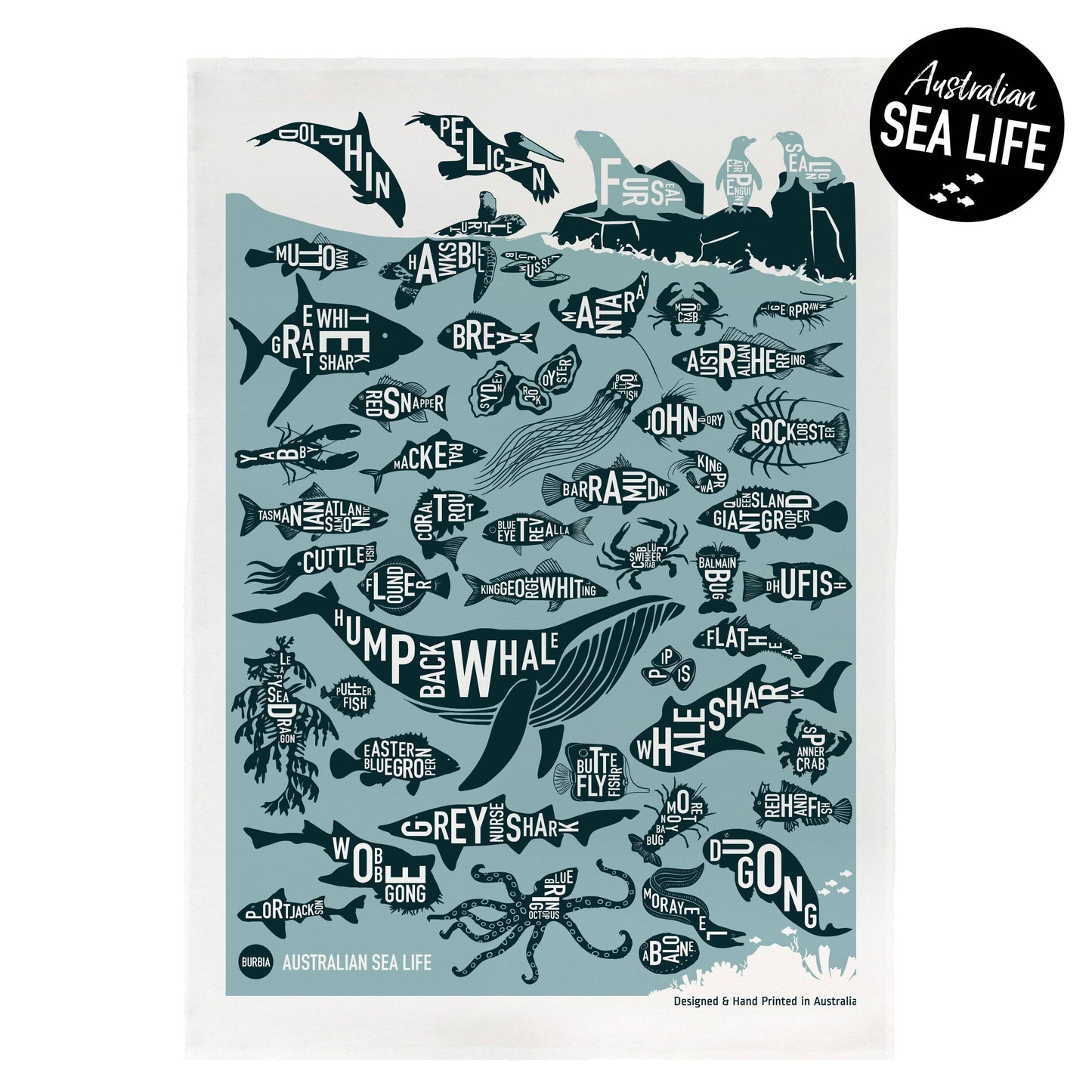 Our latest tea towel release Australian Sea Life, brings together many of Australia's most popular aquatic creatures. From Leafy Sea Dragons to Fairy Penguins, Balmain Bugs to Wobbegongs, and so many more to discover.
Get to know more about our Australian Sea Life!
Material: 100% linen