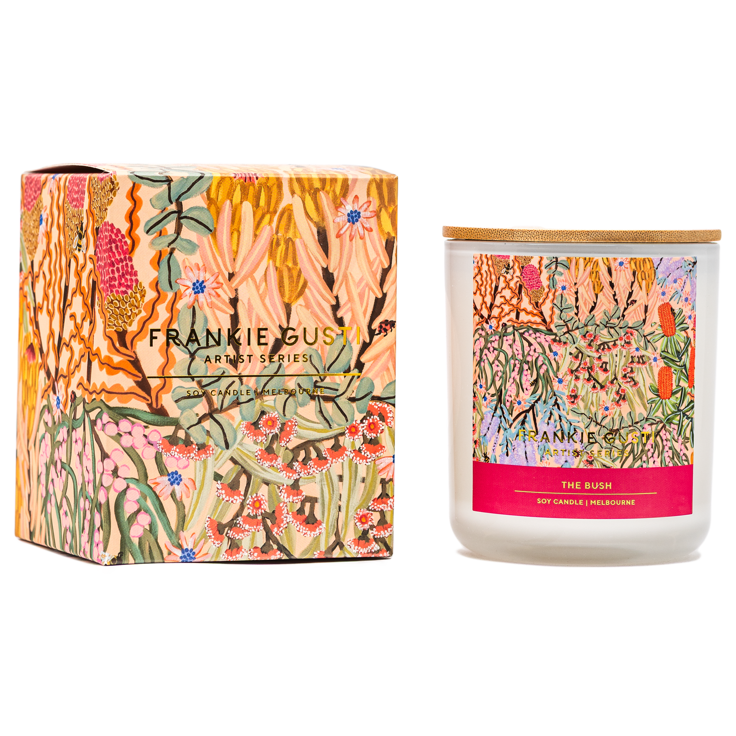 One of our bestsellers, reimagined with new artwork by Amy Gibbs.
Wander through the diverse flora and fauna of the Australian bushlands with this rich blend of invigorating lemon, eucalyptus, patchouli, pine and lemon myrtle.