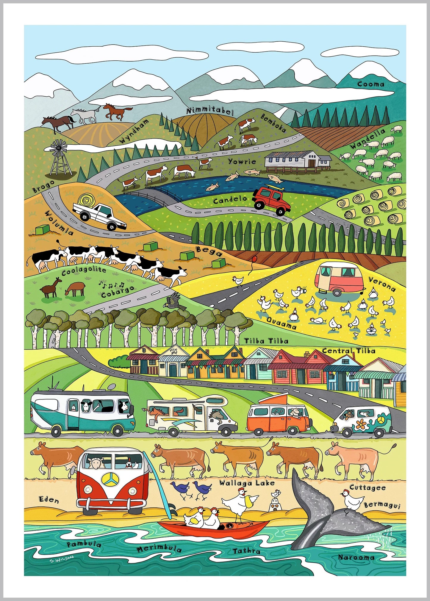 Cooma To Eden Cotton Tea Towel