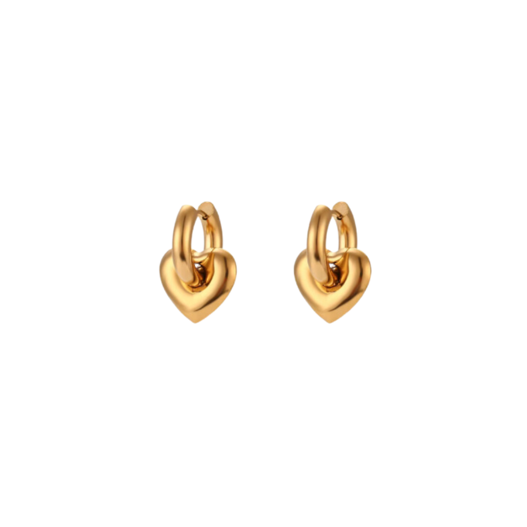 When matters of the heart are at stake, the Cordelia earrings are your go to accessory. This versatile style also allows the charm to be removed for sophisticated styling. ~ Crafted from hypoallergenic stainless steel with an extra thick 18k Gold platin