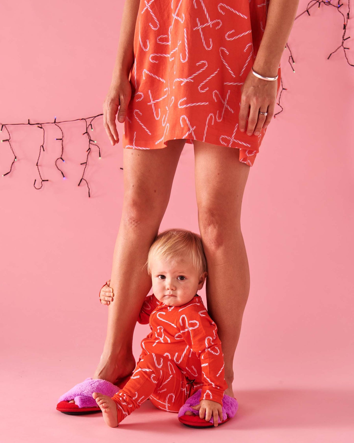 Candy Cane Organic Long Sleeve Zip Romper