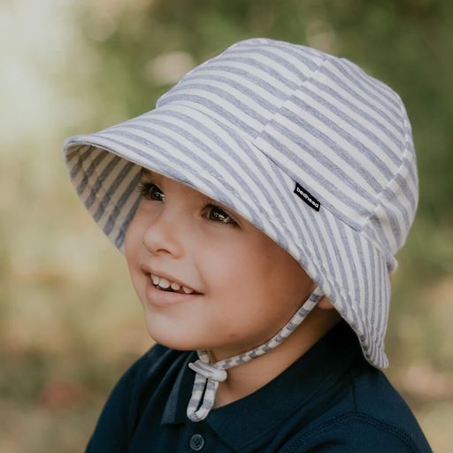 The Bedhead Toddler Bucket hat is a fabulous baby sun hat featuring a soft flexible brim and rated is UPF50+ Excellent Protection! Our Toddler Buckets have a soft flexible brim that introduces babies and toddlers to an angled brim that frames their line of sight. All Bedhead hats are made from our super-stretchy and lightweight cotton jersey and come with a stretchy chin strap