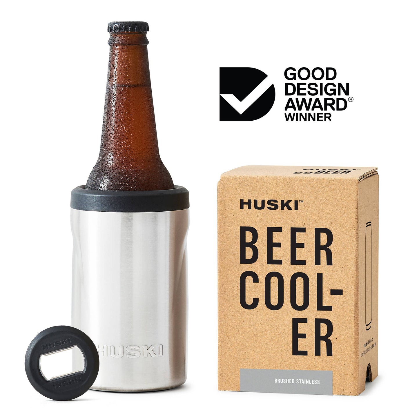The Huski Beer Cooler 2.0 is a premium high-performance cooler that keeps your beer ice-cold while you drink. Great for BBQs, out on the boat, a day at the beach or in the comfort of your own home. Perfect for anyone who enjoys a cold beer. Fits most Australian 330ml, 355ml & 375ml bottles and cans. Built-in detachable 3-in-1 opener.