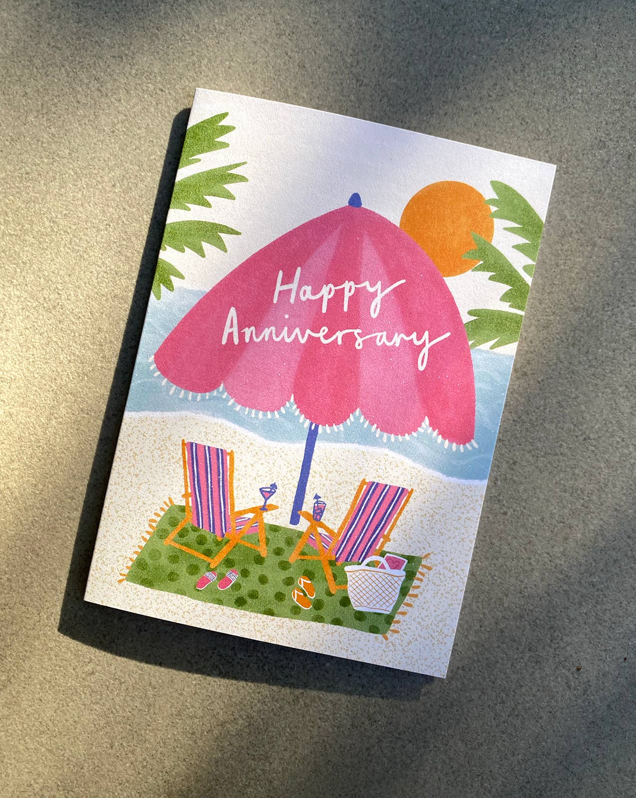Happy Anniversary Beach Card - Love Greeting Card, Sunset