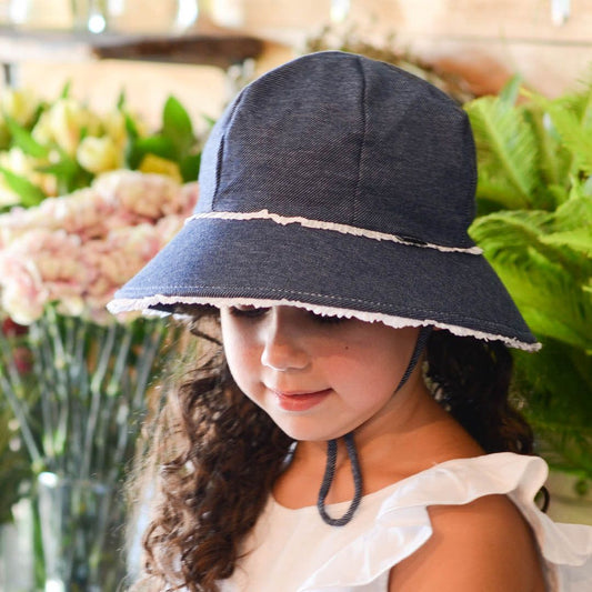 Our Toddler Buckets have a soft flexible brim that introduces babies and toddlers to an angled brim that frames their line of sight. All Bedhead hats are made from our super-stretchy and lightweight cotton jersey and come with a stretchy chin strap