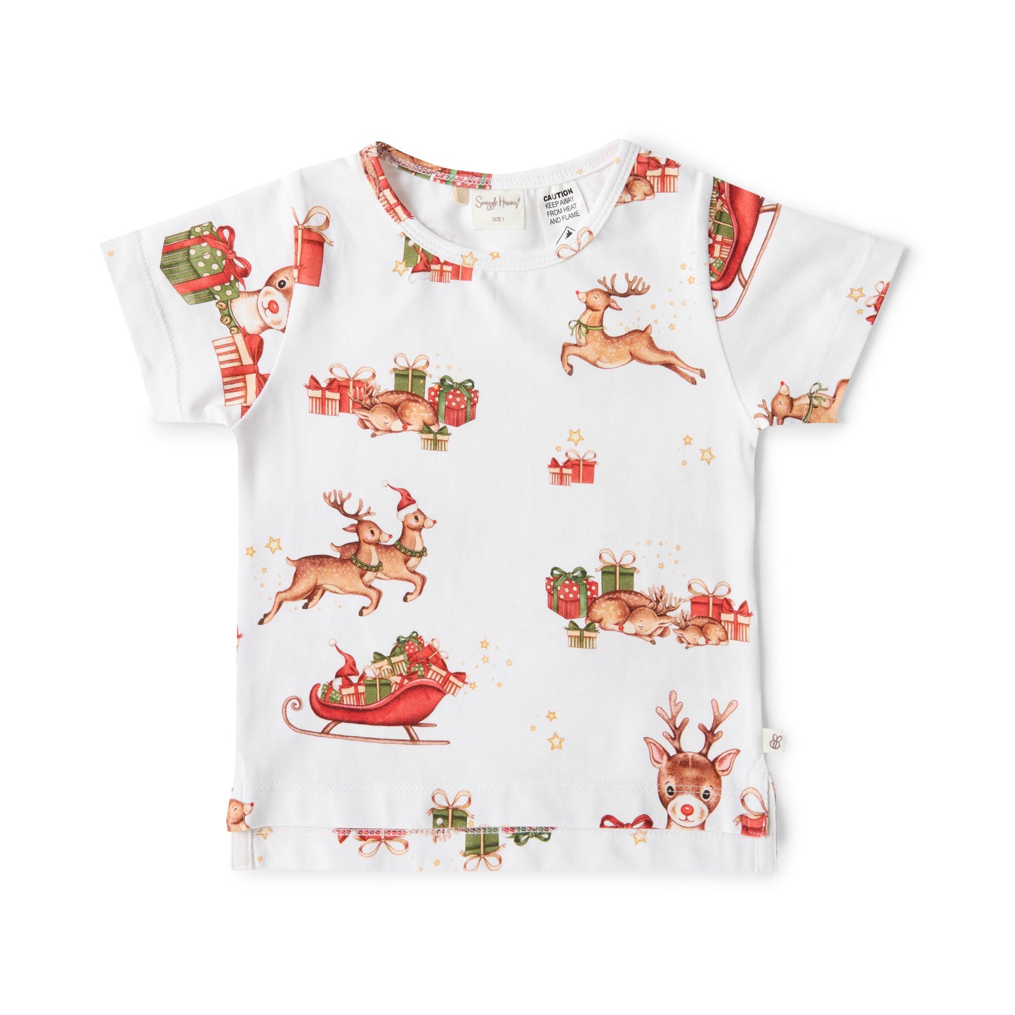 Reindeer relaxed style T-Shirt   Features Include:  Popular Reindeer Print Relaxed style Easy to wear Lightweight and breathable GOTS Certified Organic CU 1182228 95% Organic Cotton / 5% Elastane