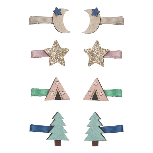 The perfect clip set for little adventurers who love the outdoors! Featuring two super sweet tents, a couple of evergreens plus sparkling stars and glistening moons, these clips will have them dreaming of a night&nbsp;under the stars!