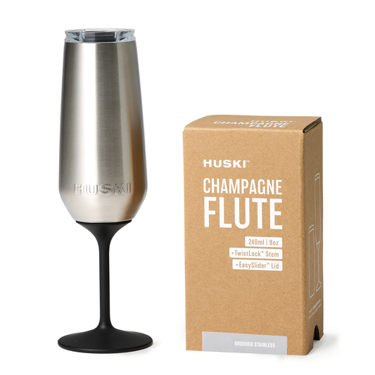 Stainless Steel Insulated Champagne Flute This is no ordinary champagne flute. Keep your bubbly sparkling and perfectly chilled for longer with a Huski Champagne Flute. Ideal for picnics, parties or any sparkling occasion. Keep drinks at the perfect temperature for hours without sacrificing style or convenience. Elevate your drinking experience with the detachable TwistLock™ Stem.