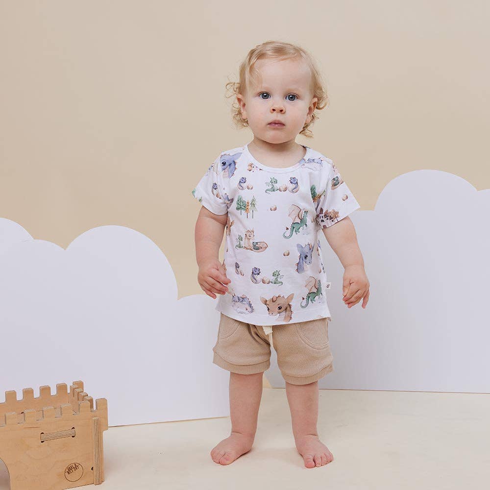 These T-Shirts are practical whilst being very stylish and coordinate well with pants and shorts. They are easy to wear and comfy for bub.  Dragon is part of Snuggle Hunny's Limited Edition Magic Collection. Once it's gone it's gone so get in quick