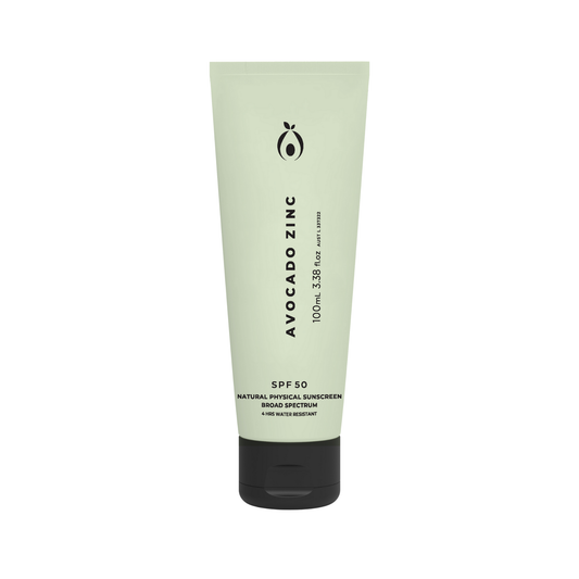 Size: 100ml Made locally in Perth Western Australia, this natural physical sunscreen Avocado Zinc uses non-nano zinc oxide to safely protect the skin from UVA and UVB rays.