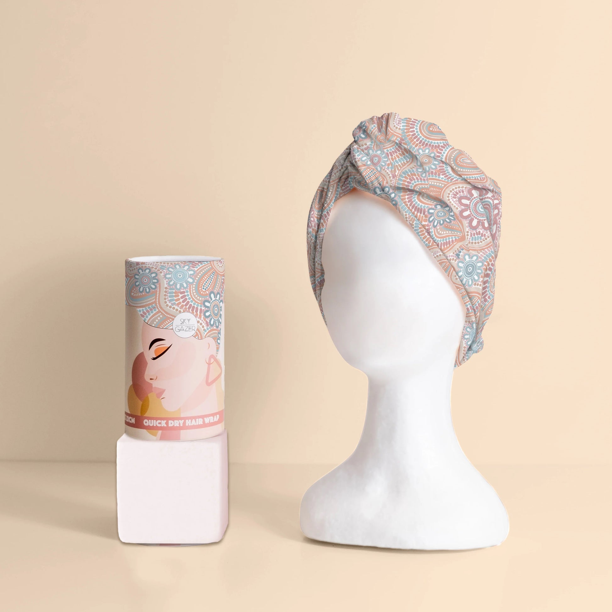 Our revolutionary fabric now comes in the form of a Quick Dry Hair Wrap!  Quick Dry. Dry your hair 50% quicker, with our fast-absorbing, waffle weave fabric!  Less Frizz. Reduces friction and helps your hair to dry smoother.   Lightweight. No strain on your head and the hair turban rolls up tiny for travelling. 