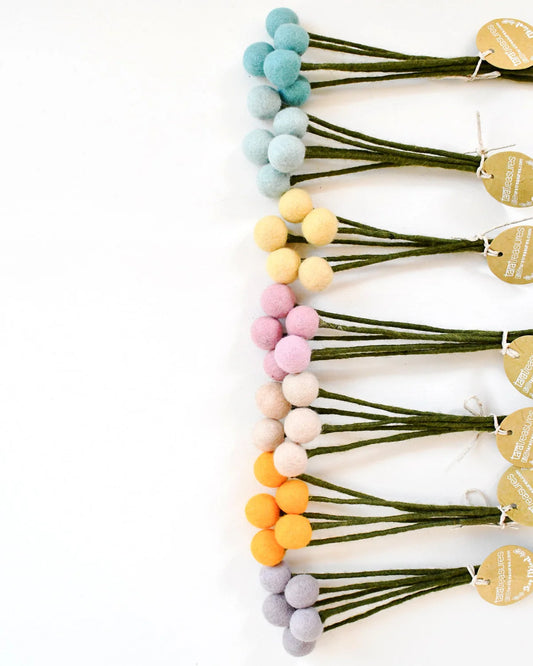 Felt Billy Buttons - Set of 5 Stems