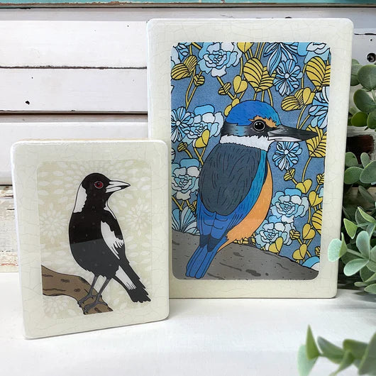Mini Woodblock - Magpie