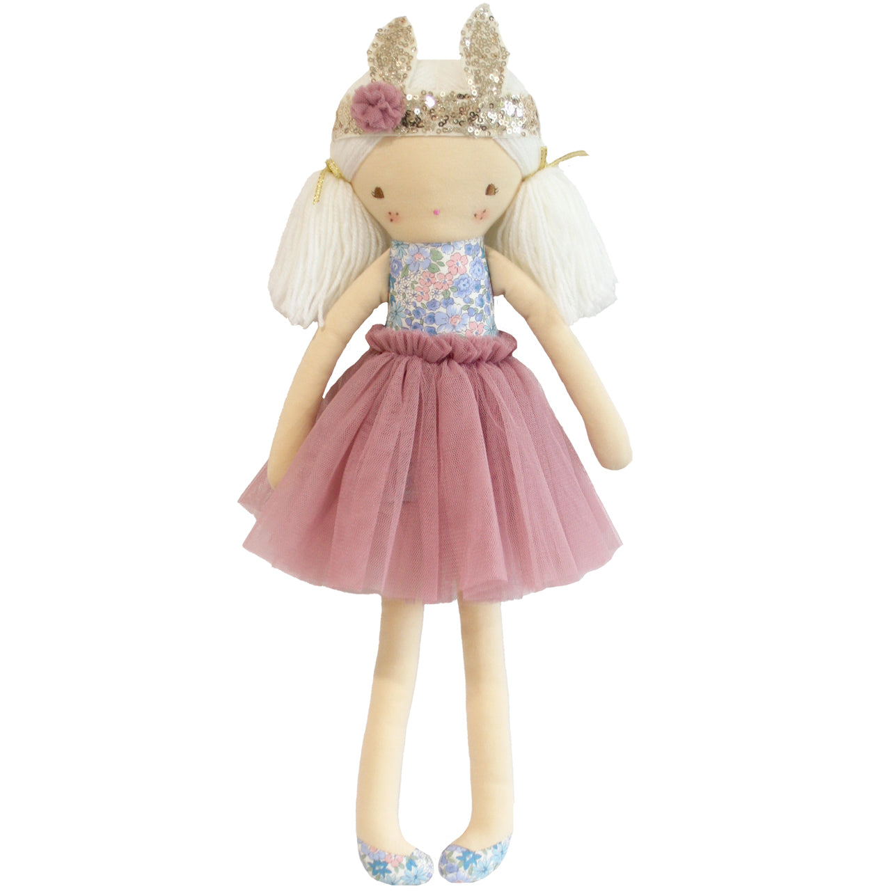 Sienna is a cute 50cm doll with cute yarn piggy tails and a sequin bunny crown.  Her tulle tutu is removable, making playtime dressups extra fun! Suitable from 3yrs. 