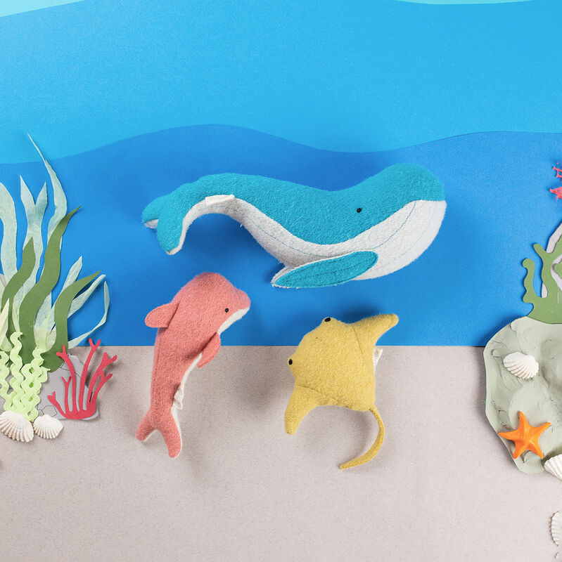Handmade from a soft wool blend with embroidered features, these three Ocean friends are the perfect size for small hands and are wonderful prompts for hours of imaginative play.