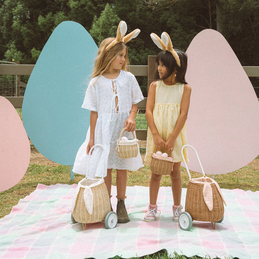We've never wanted to cuddle a basket quite as much as this one - is it the rounded shape? Perhaps. Is it the speckled Gumdrop pattern on the lining? Could be. Or maybe it's the little floppy bunny ears that make you want to squeeze it, fill it with chocolate eggs and hop away into the sunset with it.