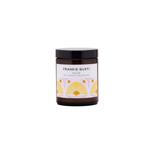 Exotic and wild, an ode to the free spirits, Pulp is a sweet citrus blend of passionfruit, mango, orange and bergamot.   Little Honey- 30hrs Big Honey- 70hrs 100% pure soy wax Lead free cotton wick Cruelty free + vegan High quality fragrance oil with essential oil extracts Hand poured in the Yarra Valley | Melbourne