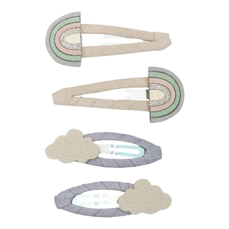 Float away with these super dreamy rainbow and cloud clic clacs! These beautiful little clips are sure to stay put while they're running around with their head in the clouds!