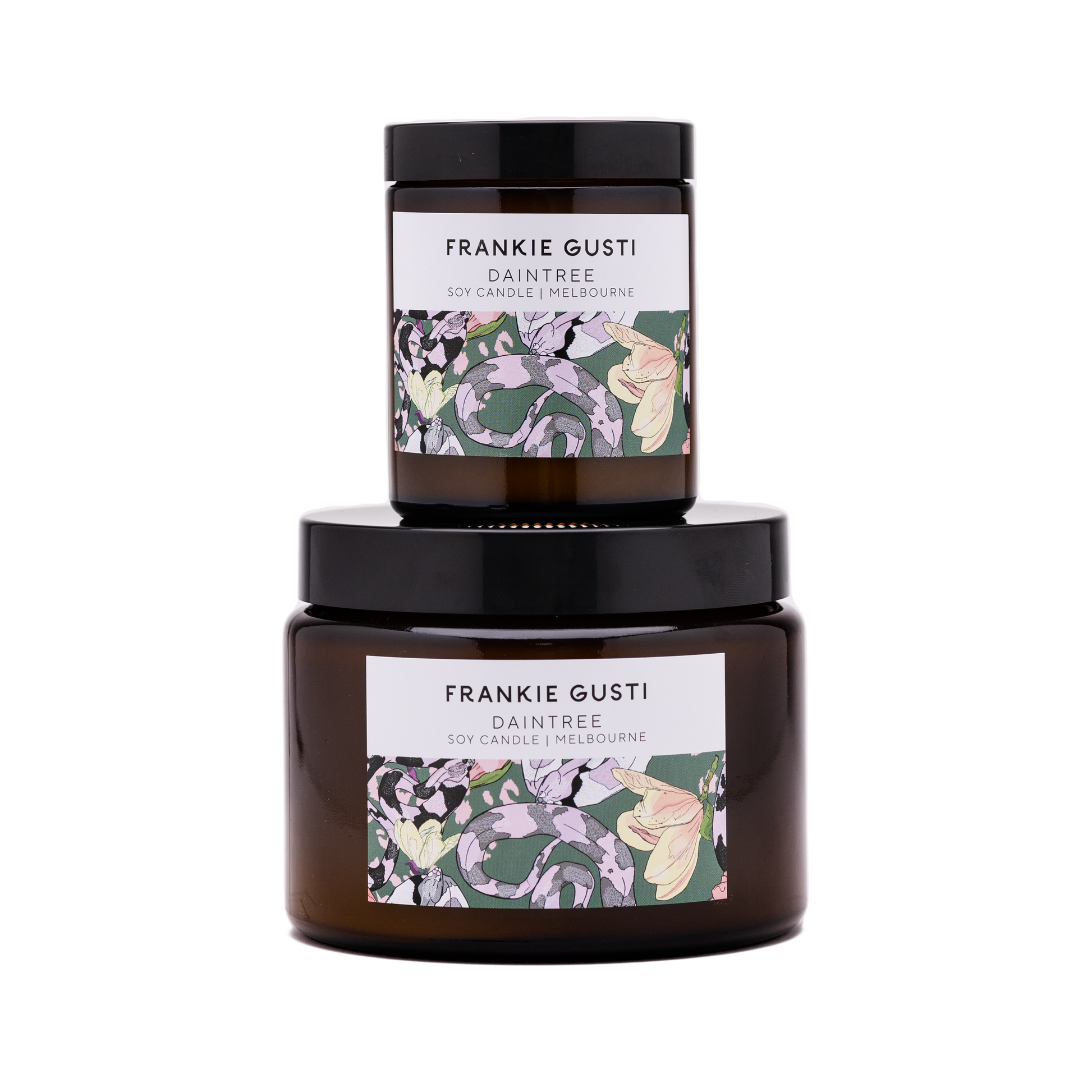 Be transported to the rainforest with layers of leafy green palms and ferns, tropical citrus, a heart of jasmine, orris and ylang ylang, and grounding moss and wood notes. Little Honey- 30hrs Big Honey- 70hrs 100% pure soy wax Lead free cotton wick Cruelty free + vegan High quality fragrance oil with essential oil extracts Hand poured in the Yarra Valley | Melbourne