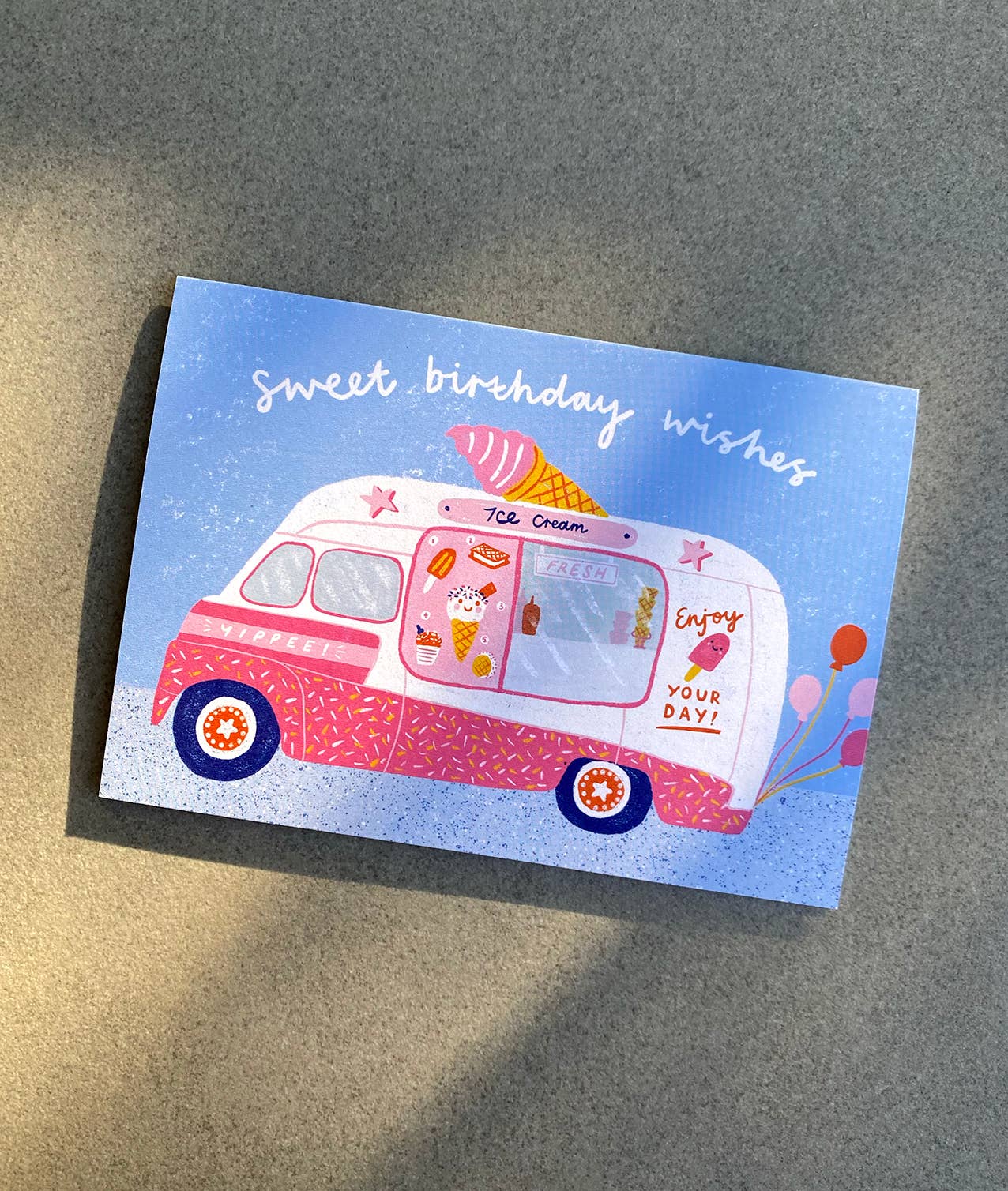 Ice Cream Van Birthday Greeting Card - Kid's Bday Cute Card