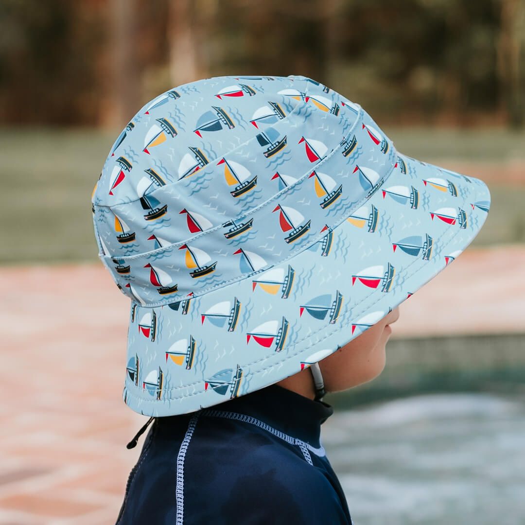 The Bedhead Swim Bucket Hat is a UPF50+ kids sun hat with our unique 'anti-flop' brim that won't flop in front of children??s eyes (even when wet!)