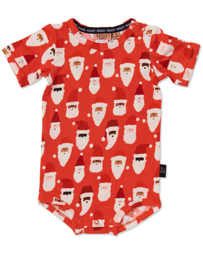 Our short sleeve rompers are a great summer wardrobe addition for day or night wear. Made from super soft organic cotton jersey, the HoHoHo Red Organic Short Sleeve Romper features a festive assortment of santas on a rich red base with cropped short sleeves and press stud crotch for easy changing. Our baby rompers are made with health and safety front of mind, free from nasty chemicals, pollutants and irritants and are easy wash and wear for daily use.