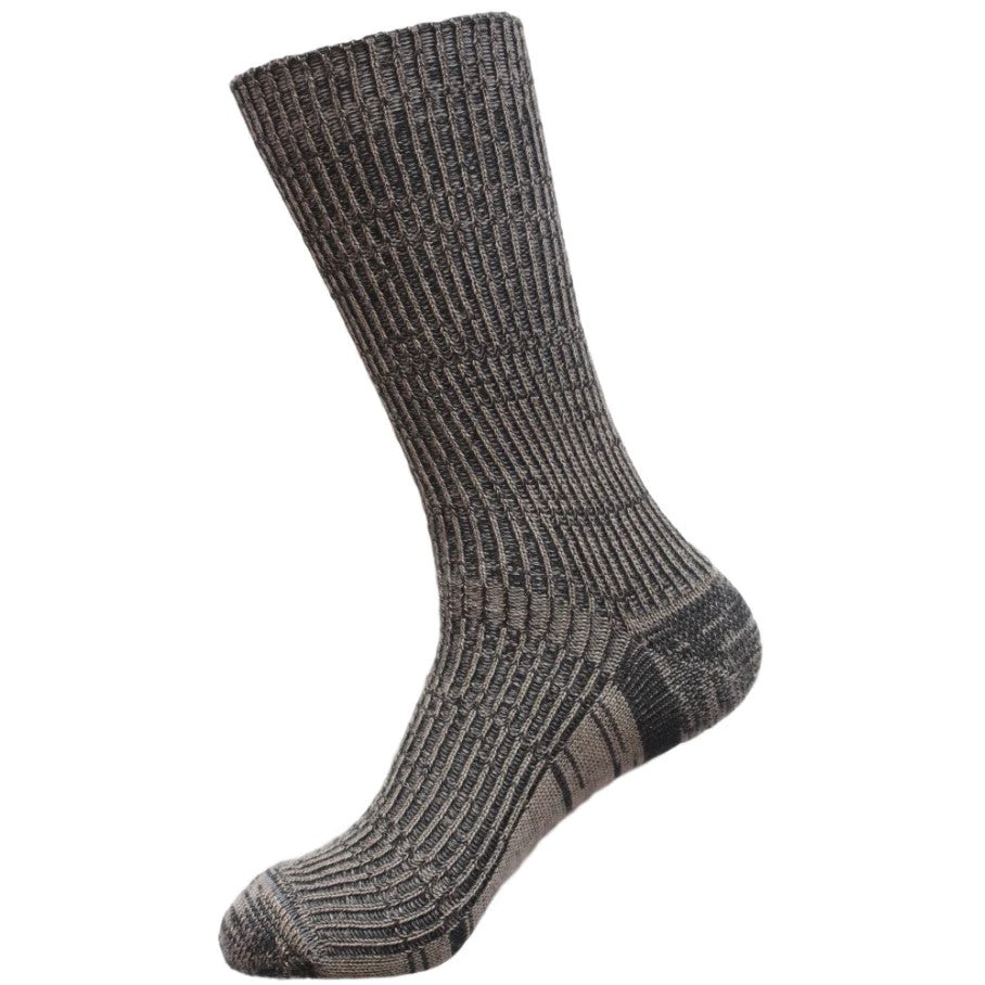 Narrawa Ribbed Local Merino Socks - Black/Light Brown