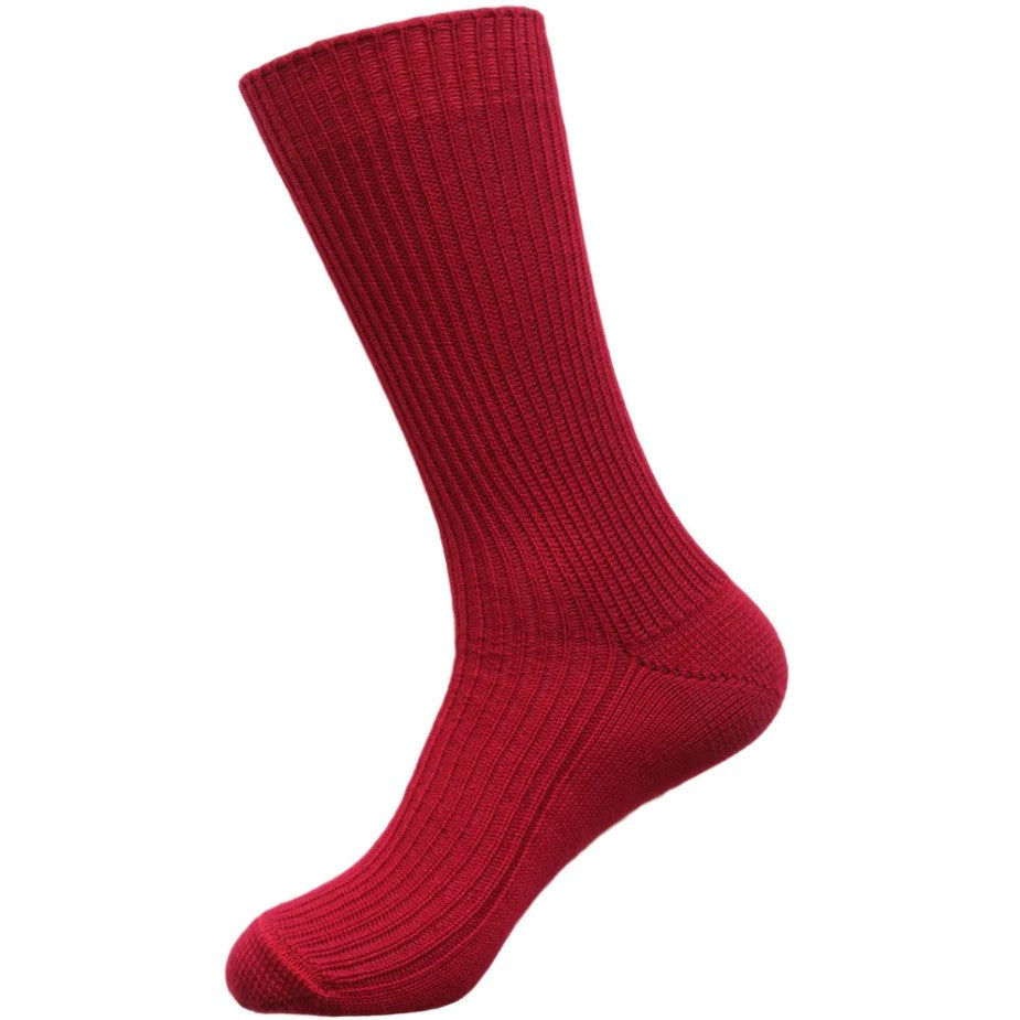 Narrawa Ribbed Local Merino Socks - Crimson Red