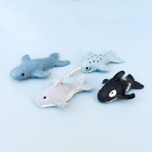 Ocean felt set nspired by the ocean and sea, this set of needle-felted toys&nbsp;consist of the&nbsp;four most gorgeous marine mammals - Narwhal, Orca (Killer Whale), Whale and Dolphin.