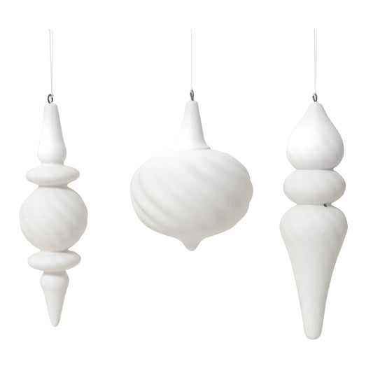 &nbsp;A tree for a tree! Celebrate Christmas with beautiful crafted pottery ornaments.&nbsp; Designed to add a touch of simplicity to a very colourful season, each tree is made to last year&nbsp;after year.

Stunning white ceramic tree ornaments come as an assorted set in three cute designs.

Set of&nbsp;3 hanging&nbsp;bauble ornaments
Made from stoneware
15cm x 5cm | 10cm x 9cm | 16cm x 5cm
Designed in Australia