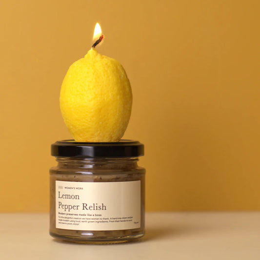 For these delightful and oh-so-giftable little treasures we have worked with a Sydney candle artist to cast a precious little lemon from our garden and turn it into the most adorable candle.

Perfectly paired with our Petite Lemon Pepper relish this candle and relish gift box is the ultimate embellishment for all meals &amp; tables. Your fun foodie friend will love it!
