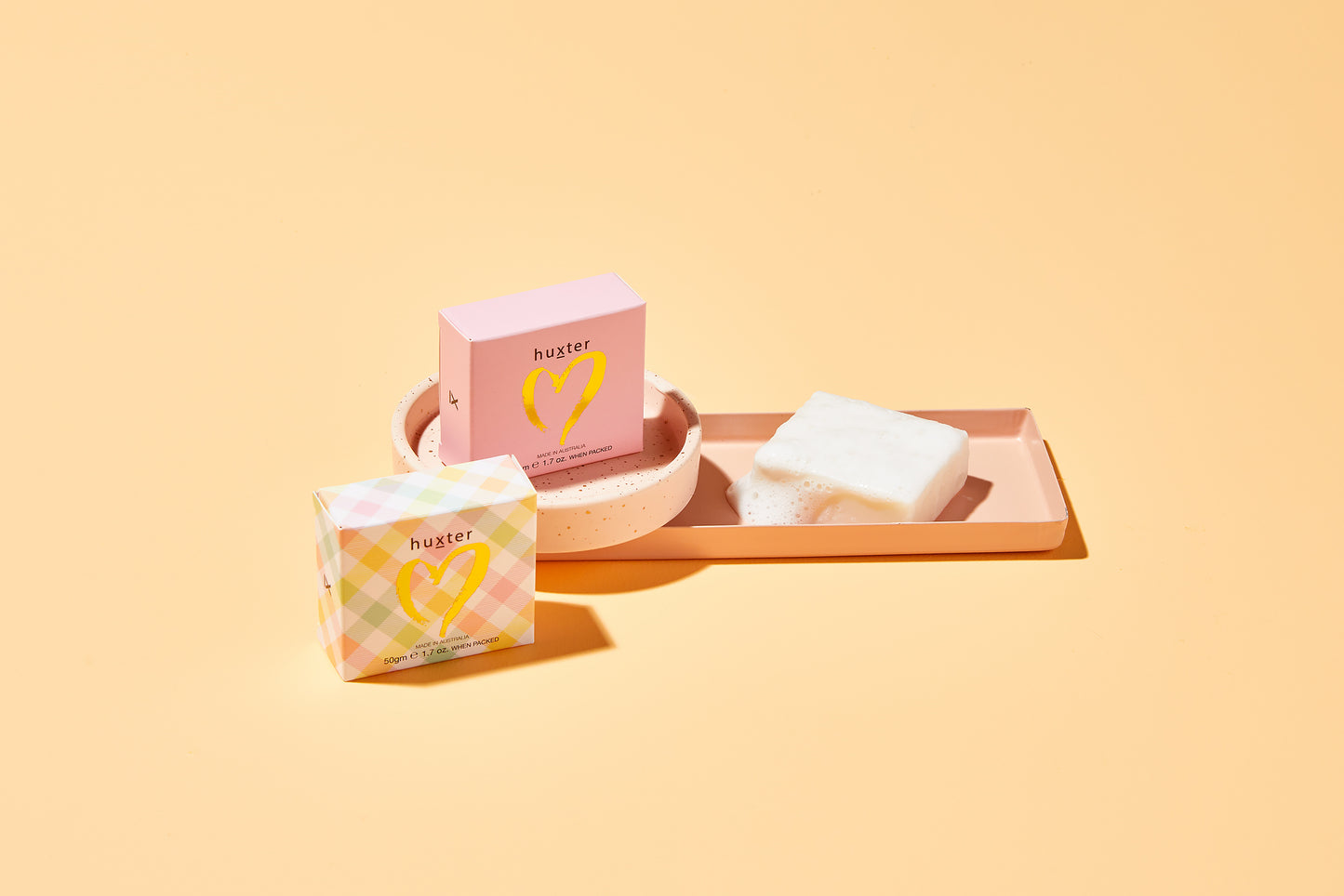 Mini Boxed Guest Soap - Pastel Checks - Foil Heart - W/Flowers & Citrus 50gm