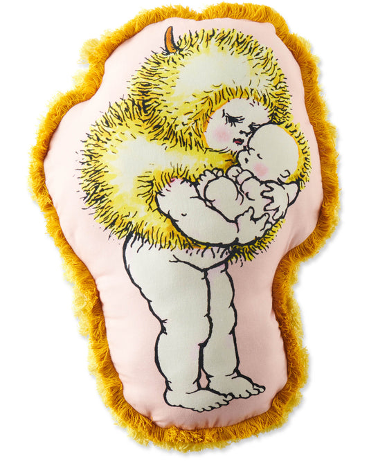 Add a touch of May Gibbs magic to your space with our Kip&amp;Co x May Gibbs Wattle Mumma Cushion. This shaped cushion features a wattle mumma and baby with layered two tone yellow fringing.