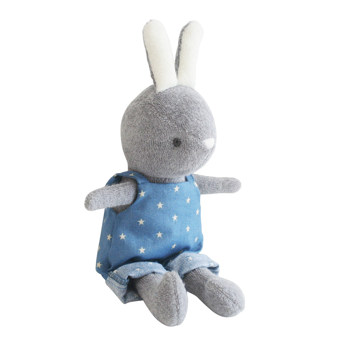 Baby Benny Bunny is possibly the cutest little bunny you ever did see. Made from a soft terry towelling fabric and wearing tiny overalls he makes the sweetest little bunny companion for your little one. Suitable from 3 years